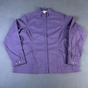 Nike Golf Womens XL Purple Grid NikeFit Dry Full Zip Mock Neck Jacket